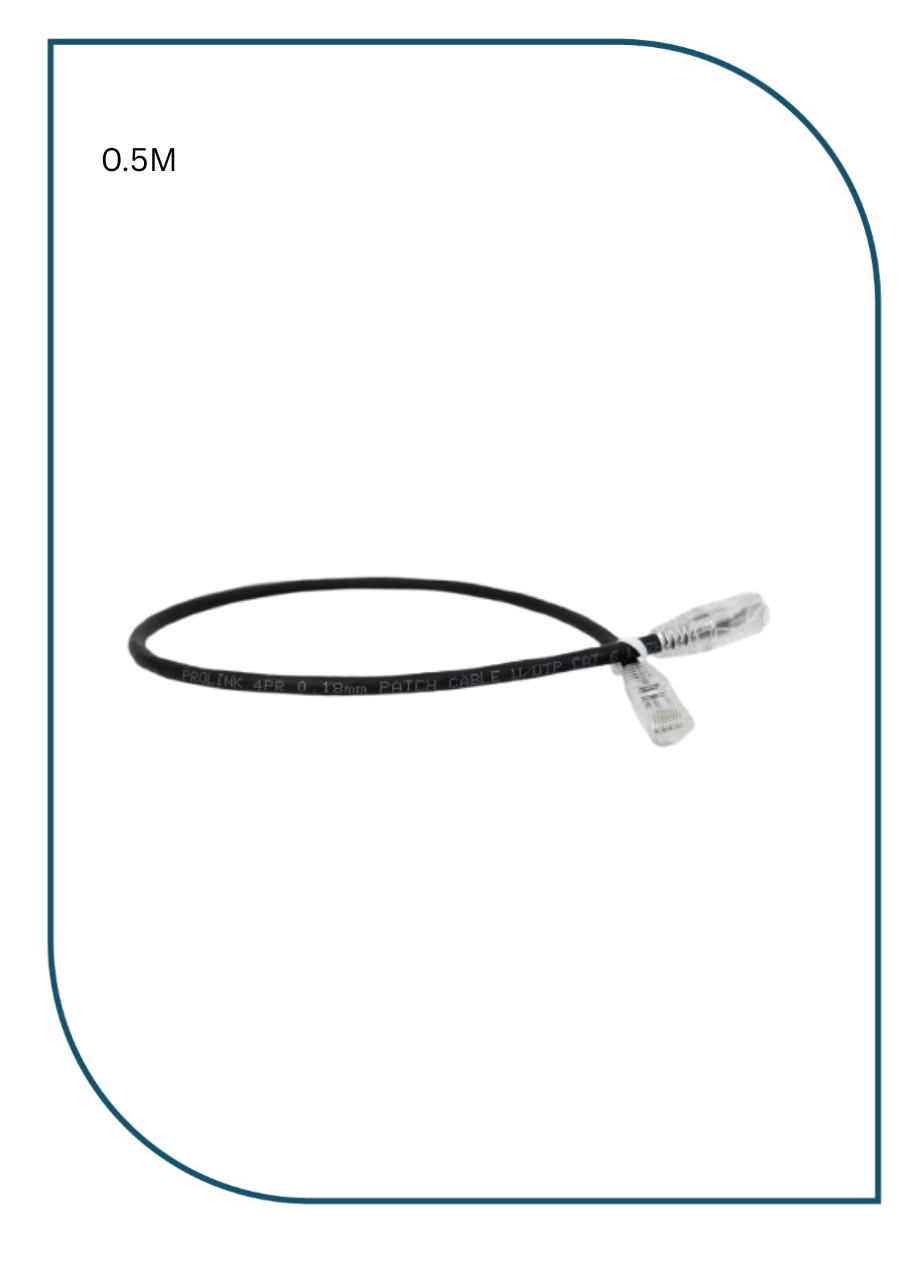 PL-PC-U6-0.5BK UNSHIELDED CAT6 PATCH CORD W/ T568B WIRING, 0.5M, LSZH Black