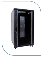 ProRack 18U 600*600 Standing network rack with glass door, 1 fan, 1 shelf and 1 PDU 8 outlet (PR-FG6618)